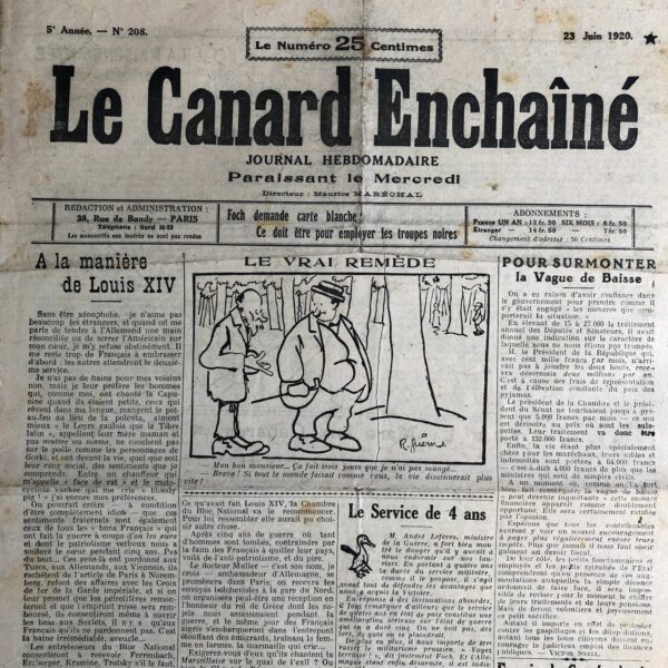N° 208 du Canard Enchaîné -  23 Juin 1920