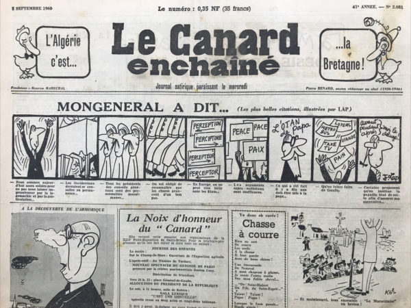 N° 2081 du Canard Enchaîné -  7 Septembre 1960