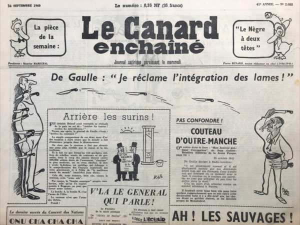 N° 2082 du Canard Enchaîné -  14 Septembre 1960