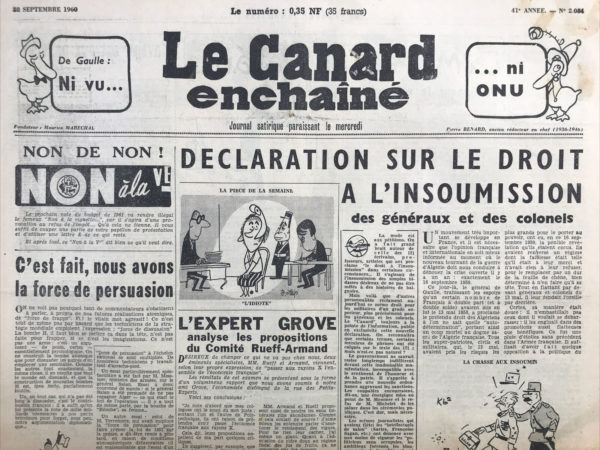N° 2084 du Canard Enchaîné -  28 Septembre 1960