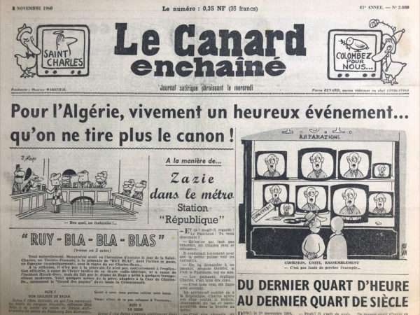 N° 2089 du Canard Enchaîné -  2 Novembre 1960