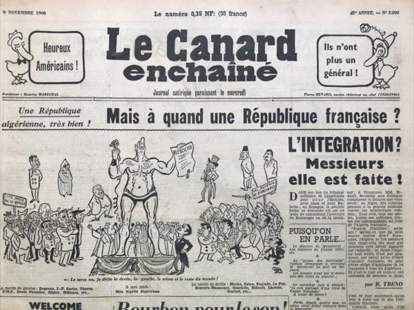 N° 2090 du Canard Enchaîné -  9 Novembre 1960