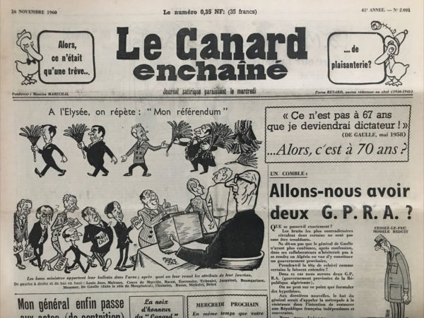 N° 2091 du Canard Enchaîné -  16 Novembre 1960