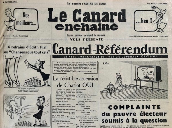N° 2098 du Canard Enchaîné -  4 Janvier 1961