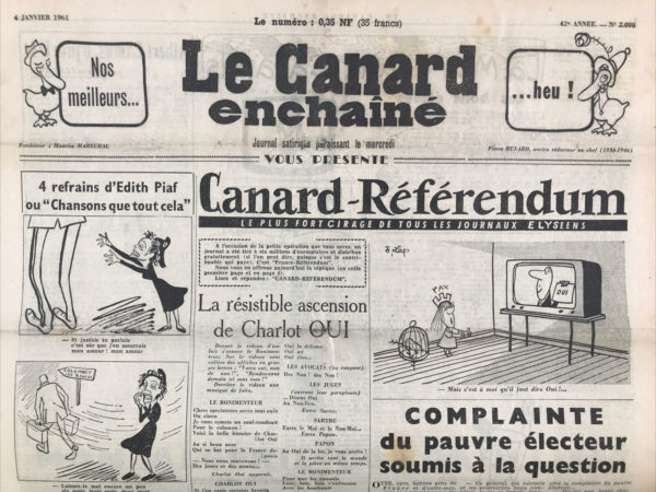 N° 2098 du Canard Enchaîné -  4 Janvier 1961