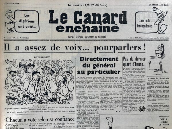 N° 2099 du Canard Enchaîné -  11 Janvier 1961