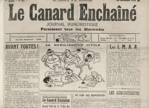 N° 21 du Canard Enchaîné -  22 Novembre 1916
