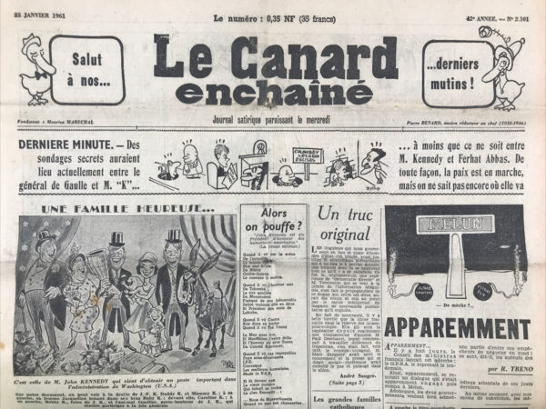 N° 2101 du Canard Enchaîné -  25 Janvier 1961