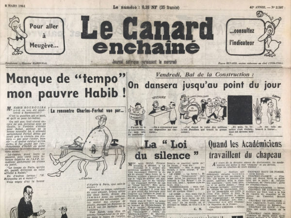 N° 2107 du Canard Enchaîné -  8 Mars 1961