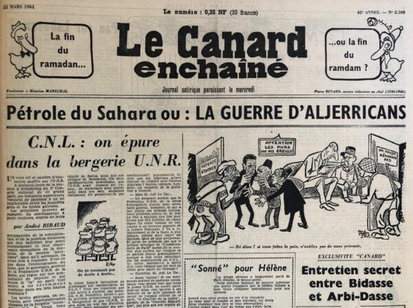 N° 2108 du Canard Enchaîné -  15 Mars 1961