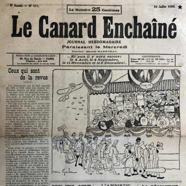 N° 211 du Canard Enchaîné -  14 Juillet 1920