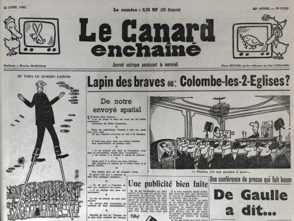 N° 2112 du Canard Enchaîné -  12 Avril 1961