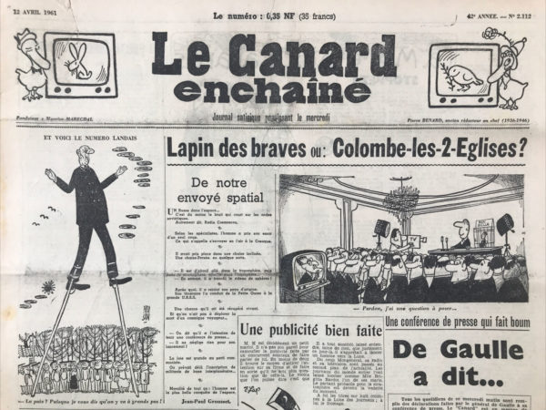 N° 2112 du Canard Enchaîné -  12 Avril 1961