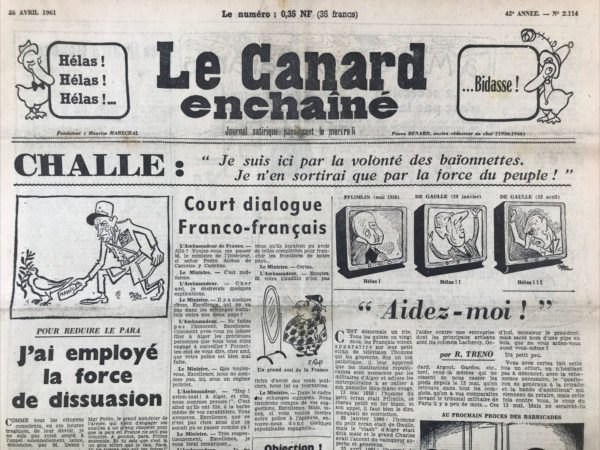 N° 2114 du Canard Enchaîné -  26 Avril 1961