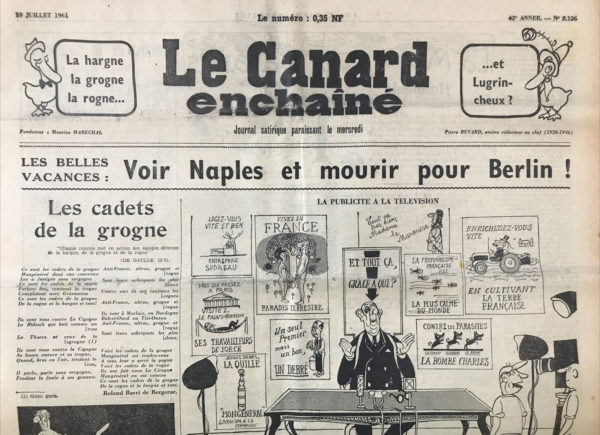 N° 2126 du Canard Enchaîné -  19 Juillet 1961