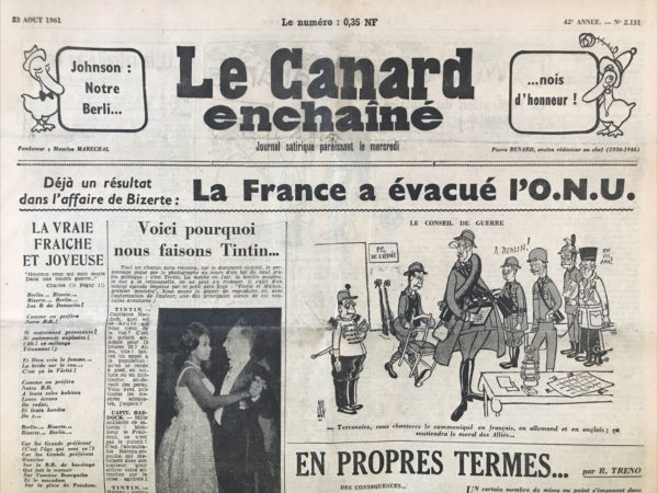 N° 2131 du Canard Enchaîné -  23 Août 1961