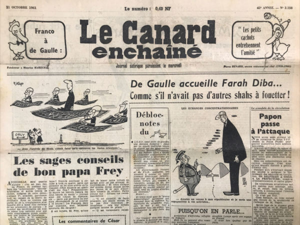 N° 2138 du Canard Enchaîné -  11 Octobre 1961