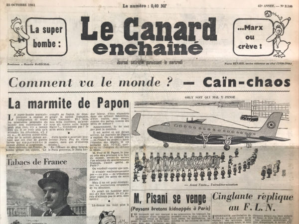 N° 2140 du Canard Enchaîné -  25 Octobre 1961