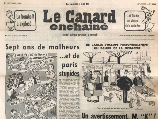 N° 2141 du Canard Enchaîné -  1 Novembre 1961