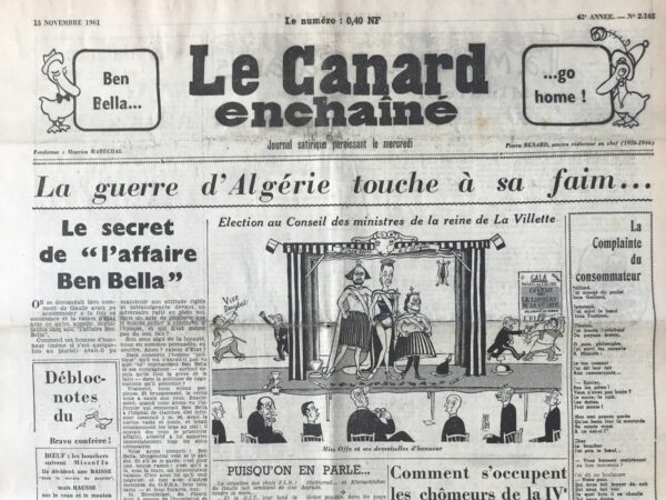 N° 2143 du Canard Enchaîné -  15 Novembre 1961