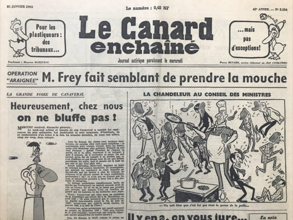 N° 2154 du Canard Enchaîné -  31 Janvier 1962