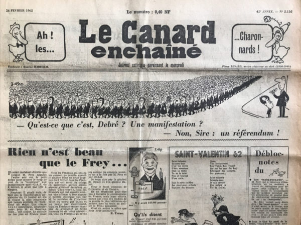 N° 2156 du Canard Enchaîné -  14 Février 1962