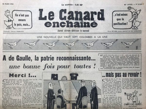 N° 2161 du Canard Enchaîné -  21 Mars 1962