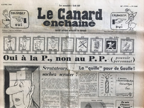 N° 2163 du Canard Enchaîné -  4 Avril 1962