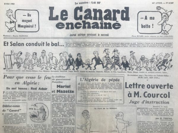N° 2167 du Canard Enchaîné -  2 Mai 1962