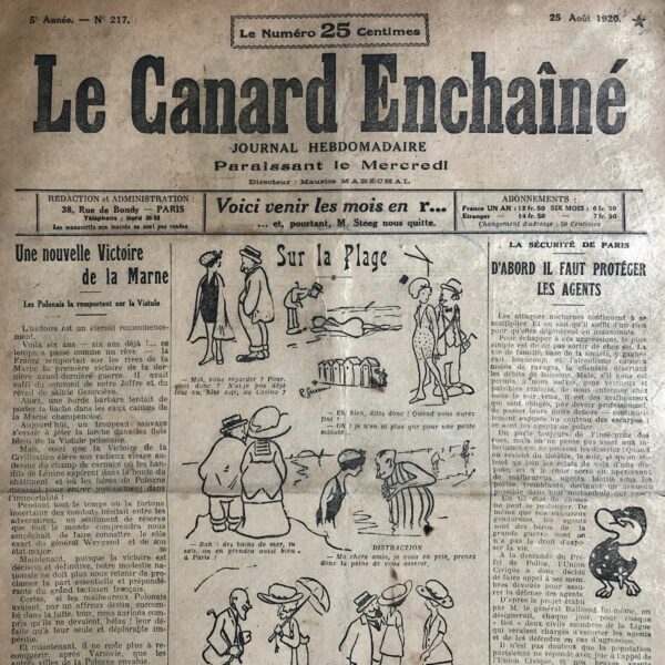 N° 217 du Canard Enchaîné -  25 Août 1920