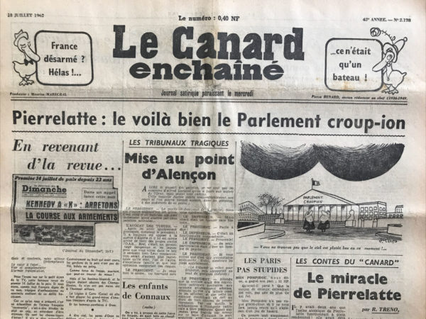 N° 2178 du Canard Enchaîné -  18 Juillet 1962