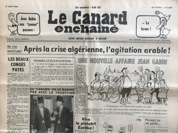 N° 2180 du Canard Enchaîné -  1 Août 1962