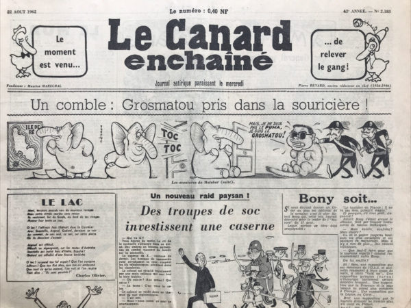 N° 2183 du Canard Enchaîné -  22 Août 1962