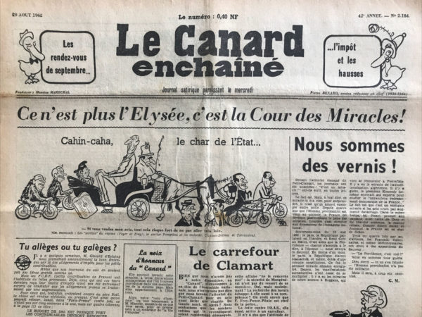 N° 2184 du Canard Enchaîné -  29 Août 1962