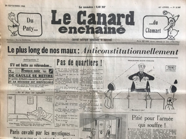 N° 2187 du Canard Enchaîné -  19 Septembre 1962