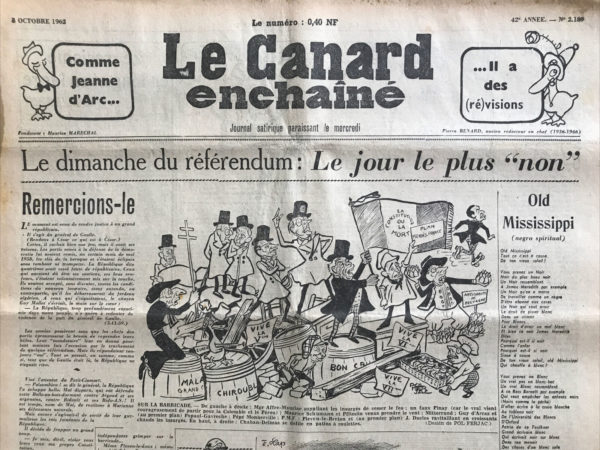 N° 2189 du Canard Enchaîné -  3 Octobre 1962