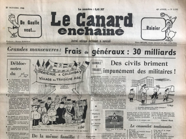 N° 2191 du Canard Enchaîné -  17 Octobre 1962