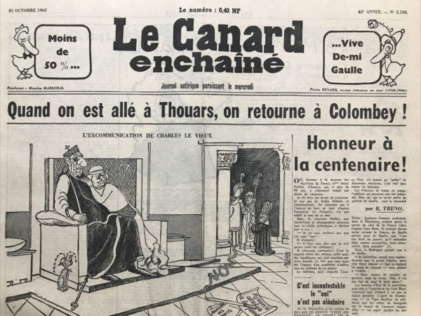 N° 2193 du Canard Enchaîné -  31 Octobre 1962