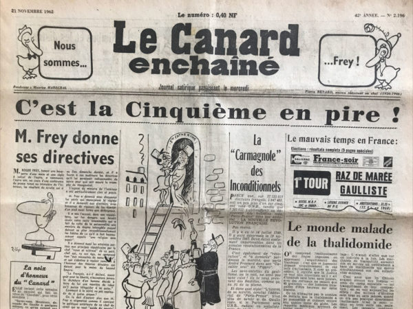 N° 2196 du Canard Enchaîné -  21 Novembre 1962