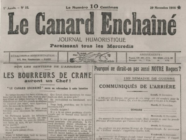 N° 22 du Canard Enchaîné -  29 Novembre 1916