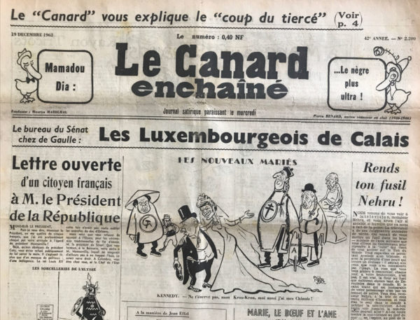 N° 2200 du Canard Enchaîné -  19 Décembre 1962