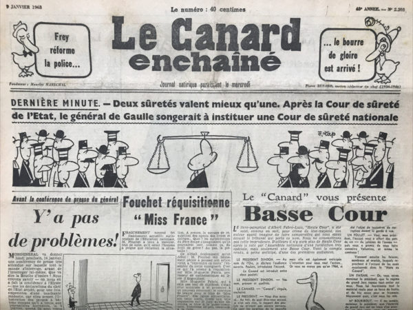 N° 2203 du Canard Enchaîné -  9 Janvier 1963
