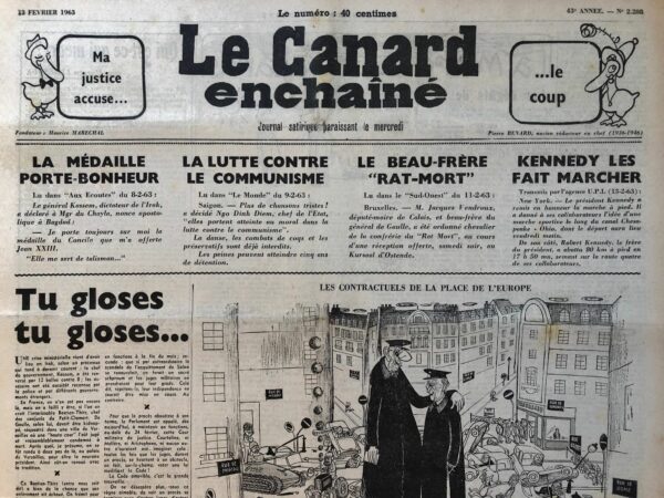 N° 2208 du Canard Enchaîné -  13 Février 1963