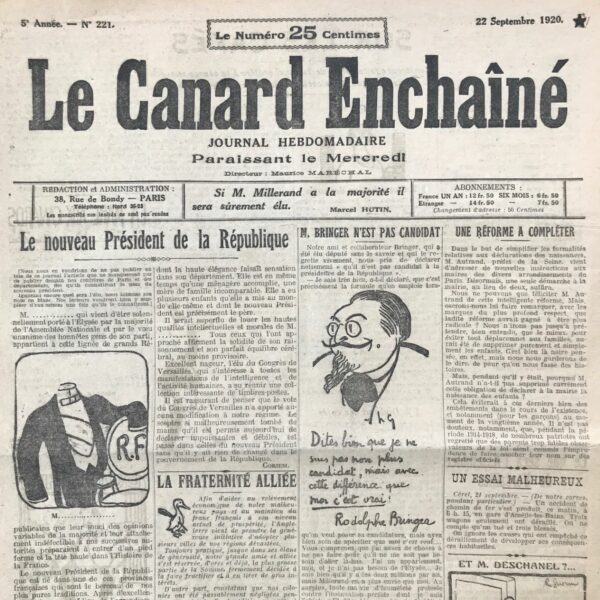 N° 221 du Canard Enchaîné -  22 Septembre 1920