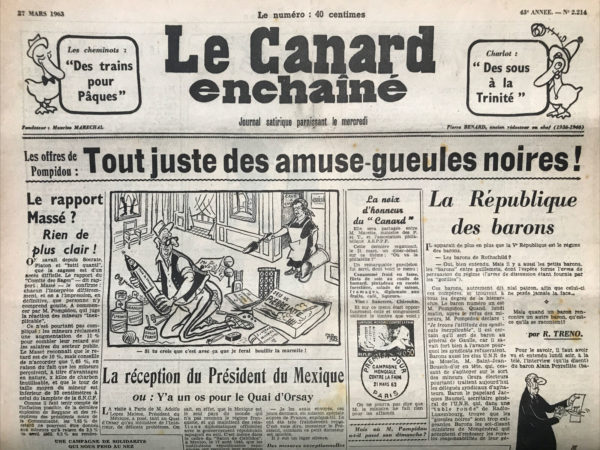 N° 2214 du Canard Enchaîné -  27 Mars 1963