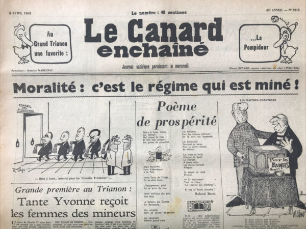 N° 2215 du Canard Enchaîné -  3 Avril 1963