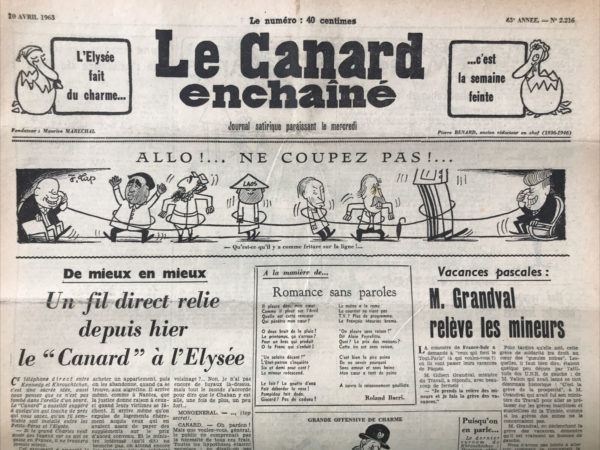 N° 2216 du Canard Enchaîné -  10 Avril 1963