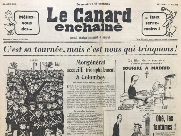 N° 2218 du Canard Enchaîné -  24 Avril 1963