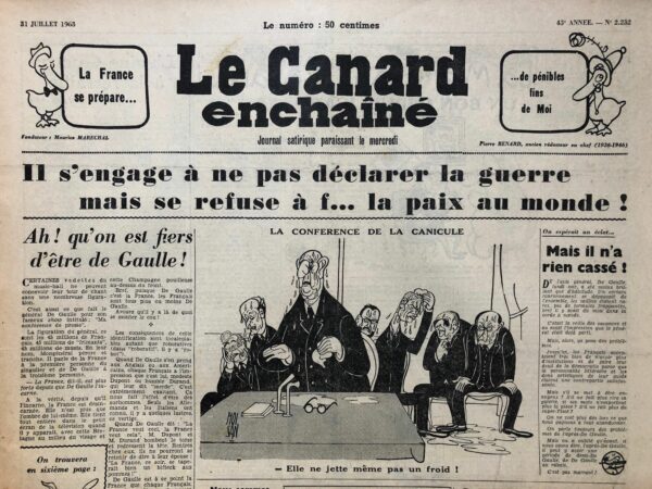 N° 2232 du Canard Enchaîné -  31 Juillet 1963