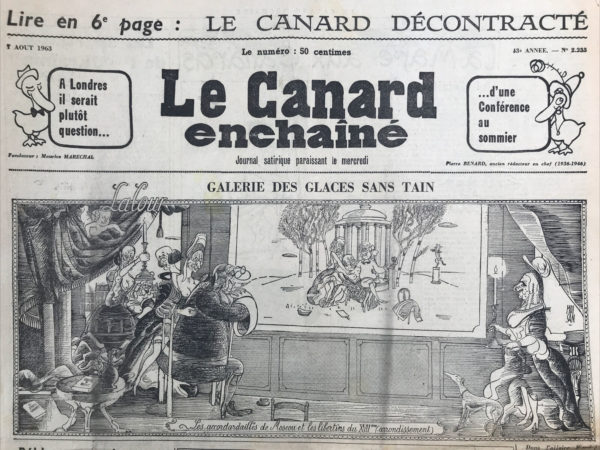 N° 2233 du Canard Enchaîné -  7 Août 1963